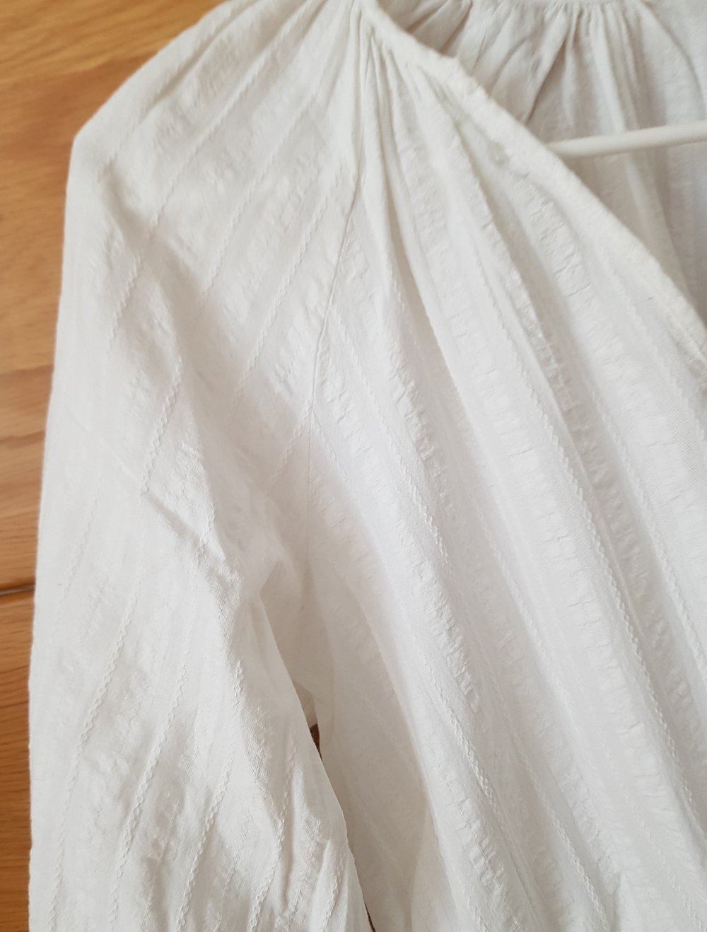 Weiße Bluse mit V-Ausschnitt Boho  Baumwolle Gr.S