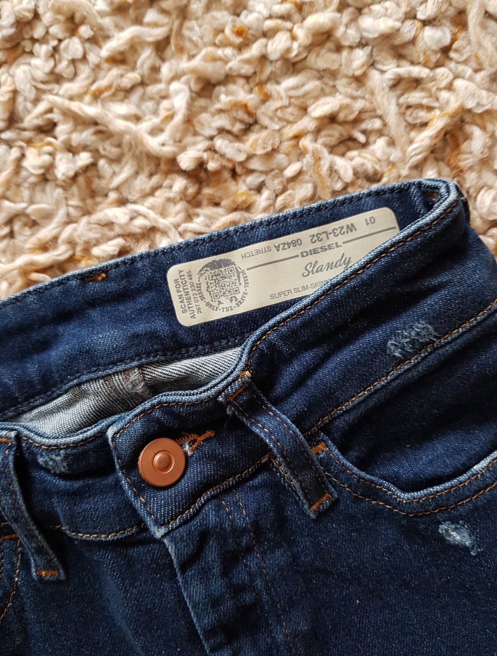 Neu! Diesel Slandy Skinny Jeans dunkelblau Used Look W23L23