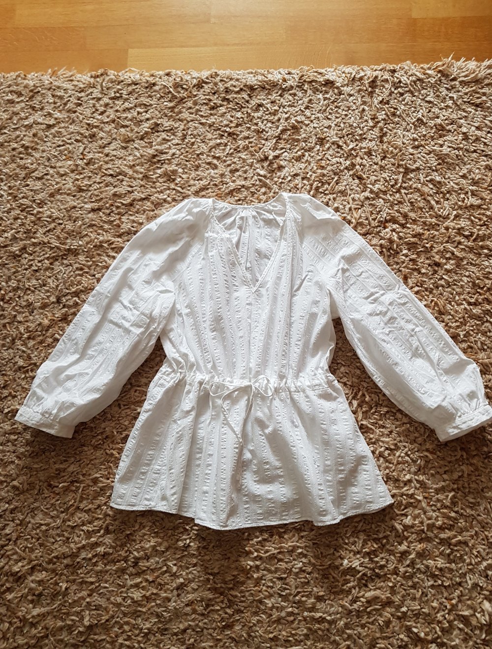 Weiße Bluse Tunika 100%Baumwolle Gr.S