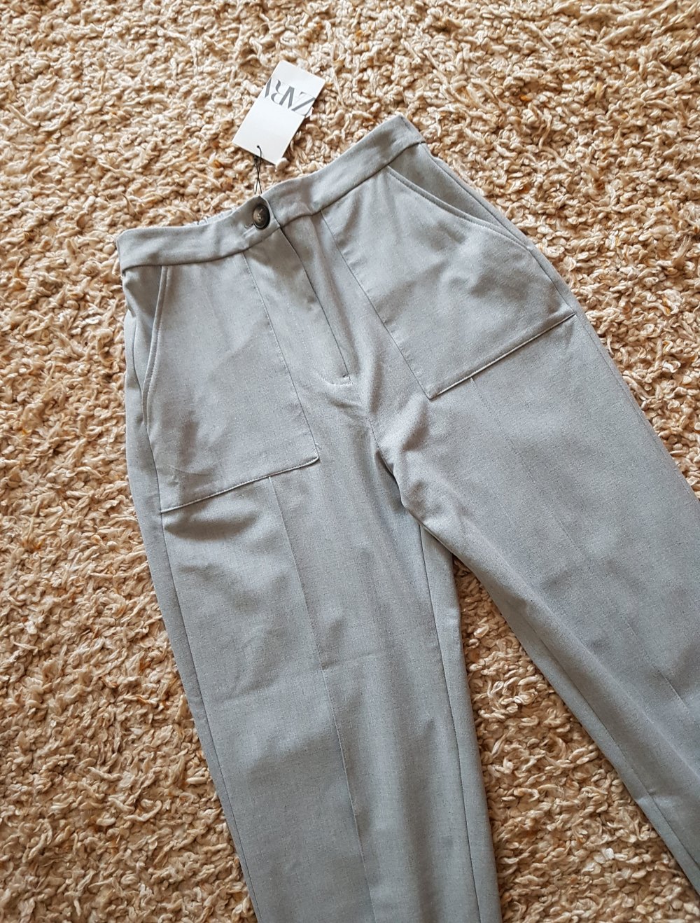 Zara hellgraue Jogger Hose mit Ziernaht Sommer Stoffhose Gr.XS neu