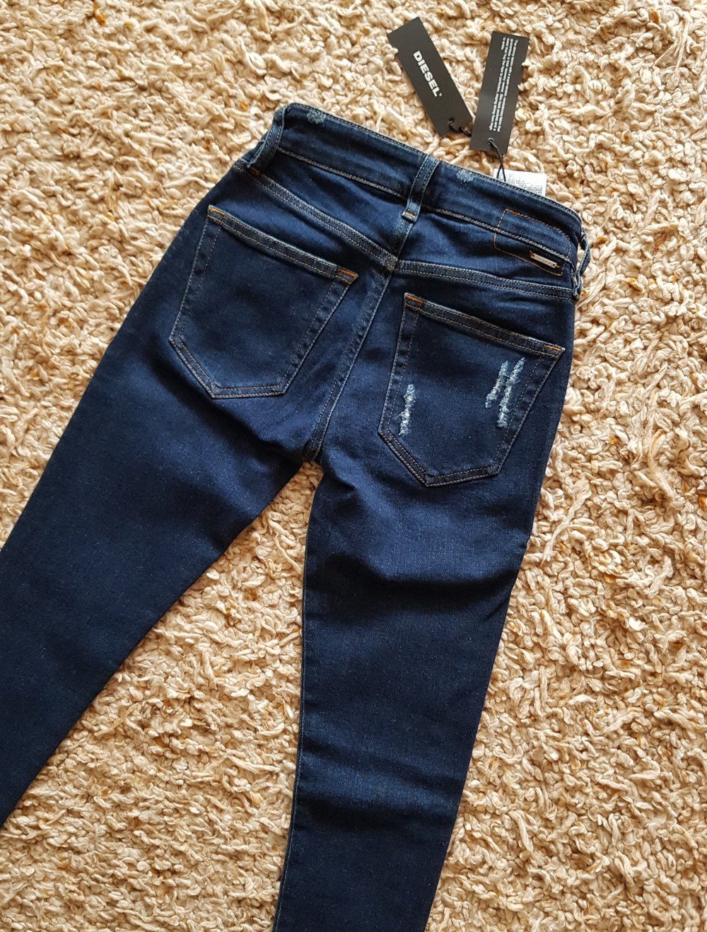 Neu! Diesel Slandy Skinny Jeans dunkelblau Used Look W23L23