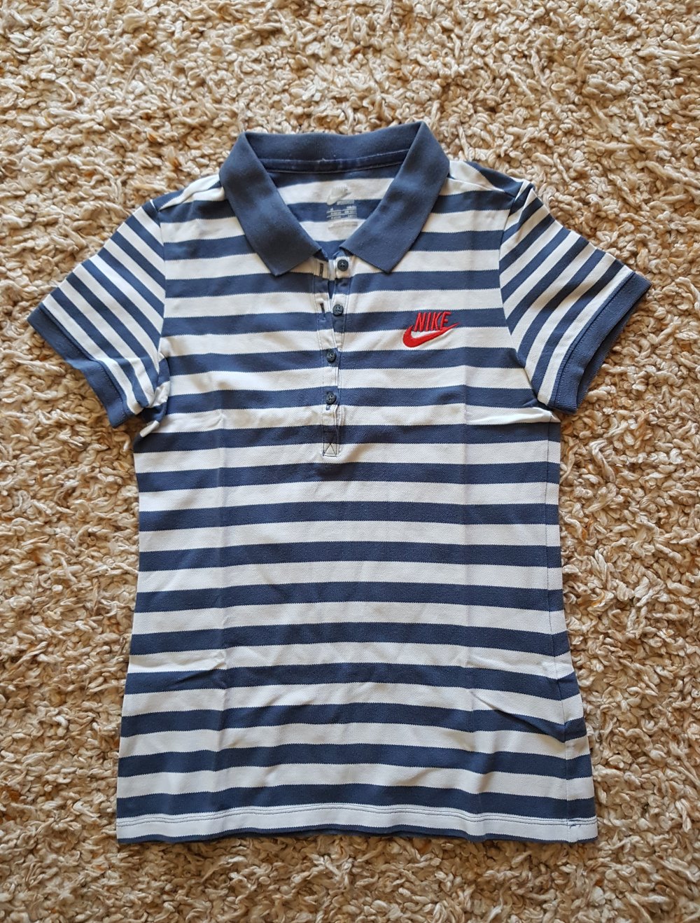 Nike Vintage Polo Shirt Streifen blau weiß Gr.M