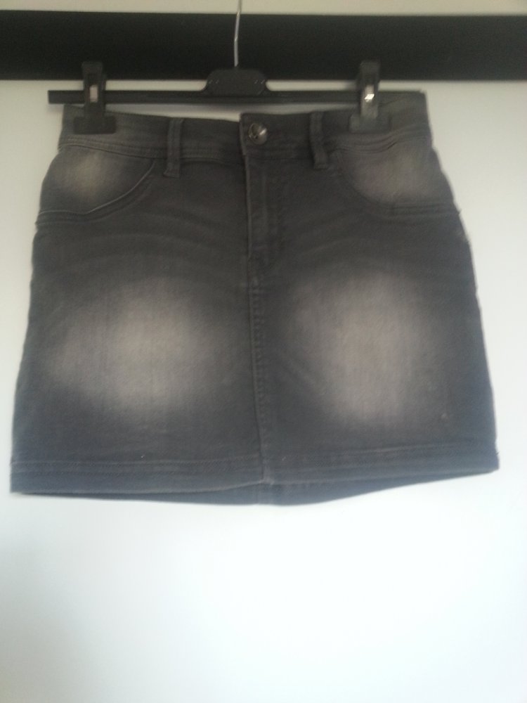 Grauer Jeans Minirock Gr. S 