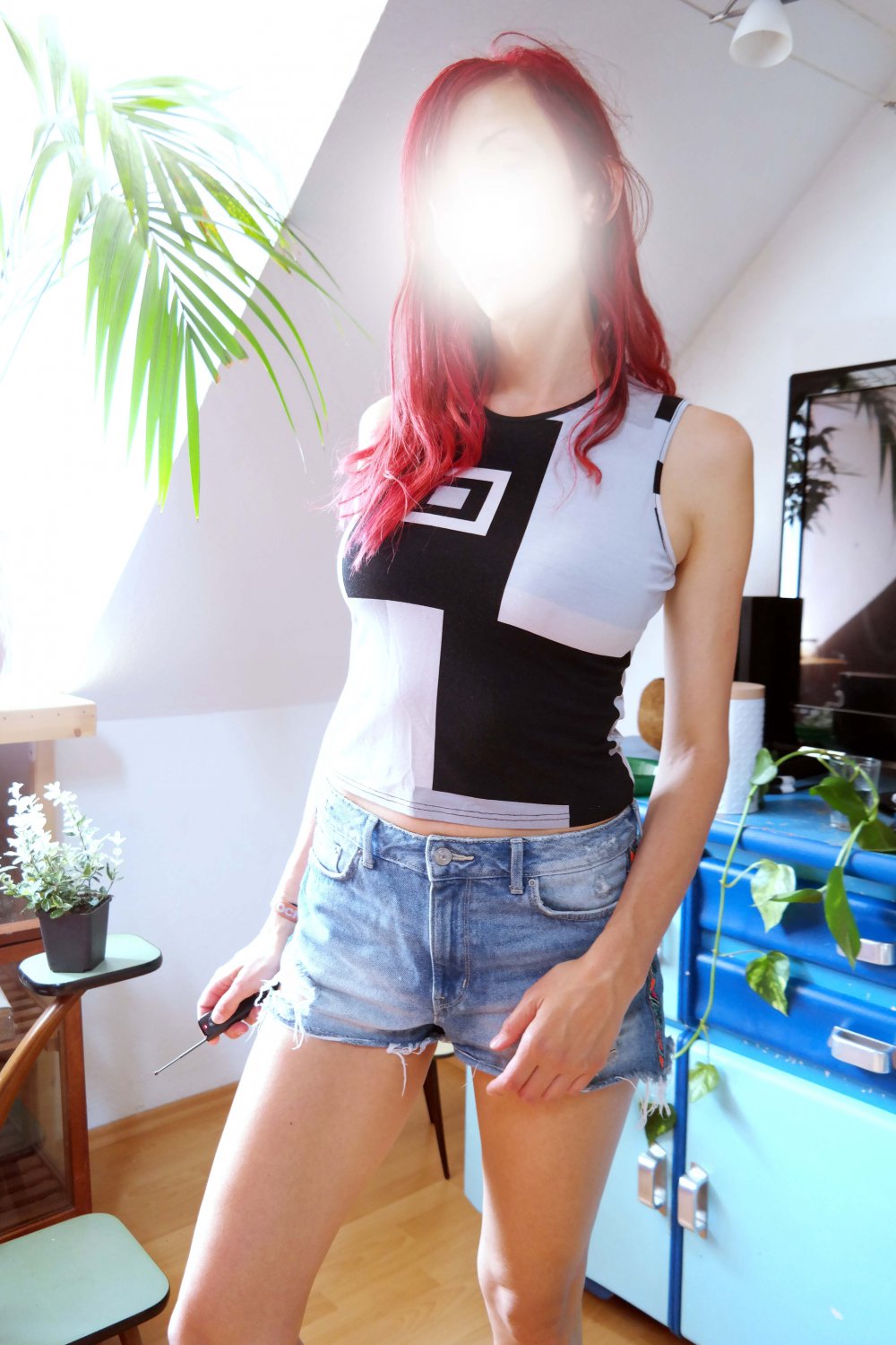 Original True Vintage Top Tanktop geometrisch 90er 90ies S 36 38 bunt