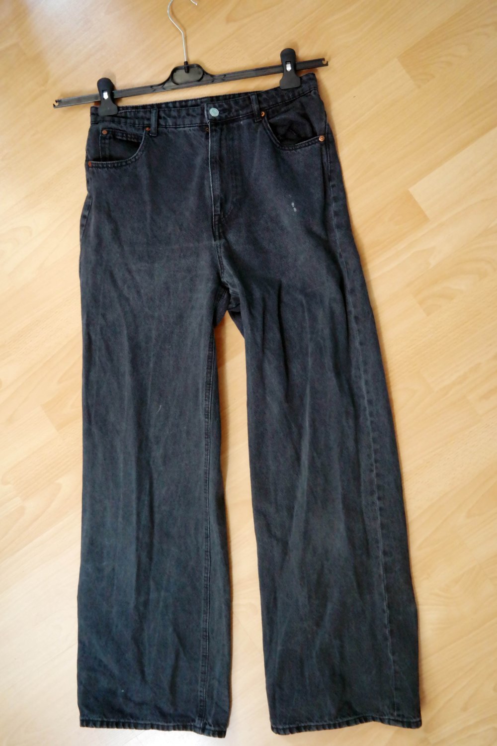 H&M WIde leg schwarz baggy boyfriend Jeans Hose Jeanshose 40 L