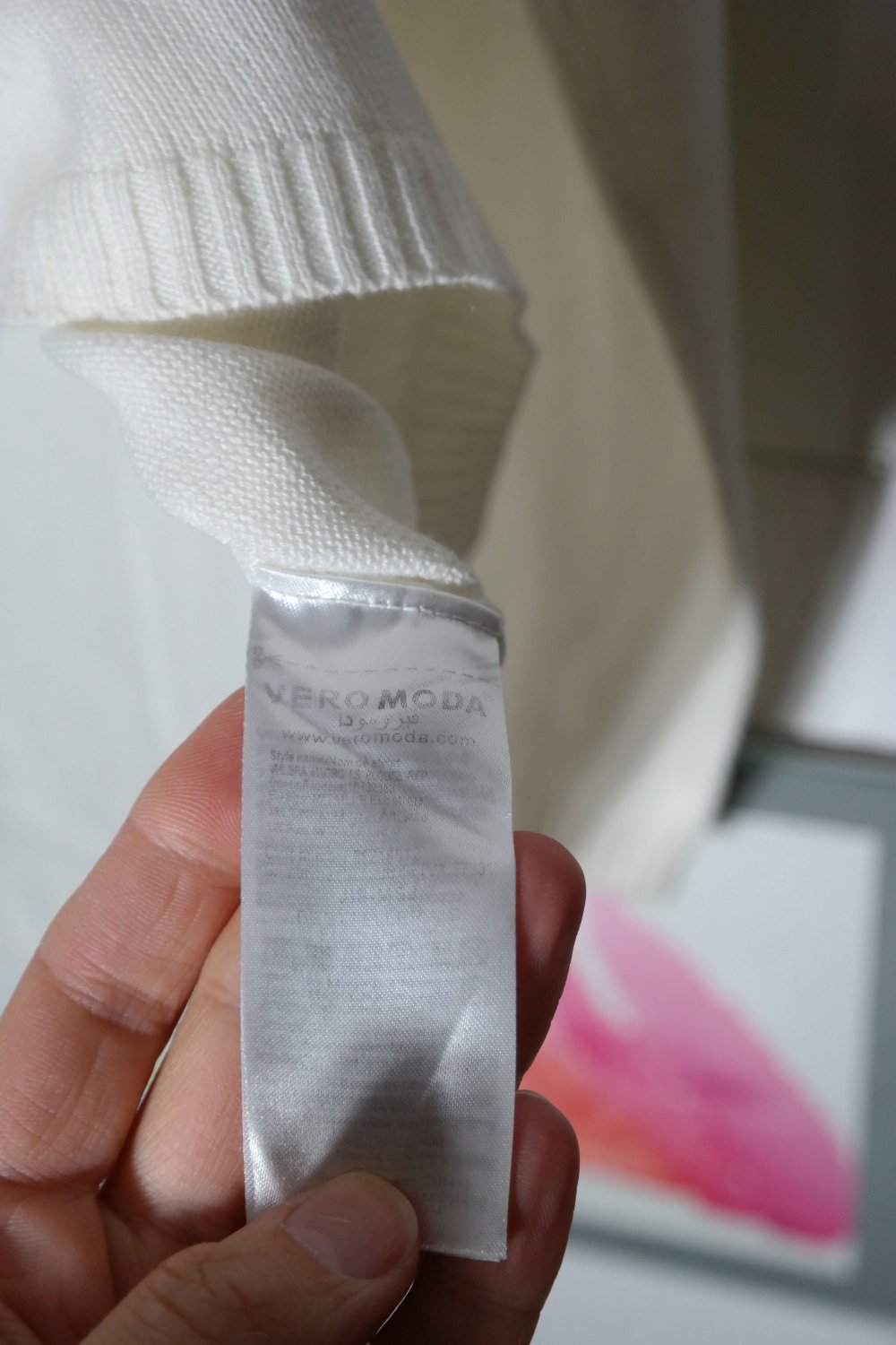 Vero Moda Pullover weiß Ajour Muster Lochmuster M 38 oversized Häkeloptik Hippie Romantik