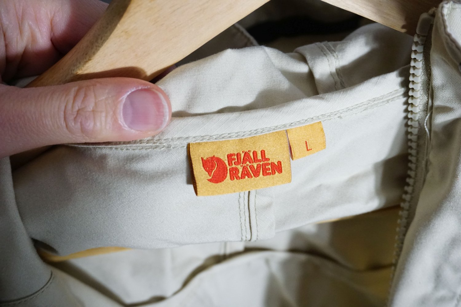 Fjällräven Jacke Parka beige L Herrenjacke Sommerjacke leicht Kapuze Outdoor