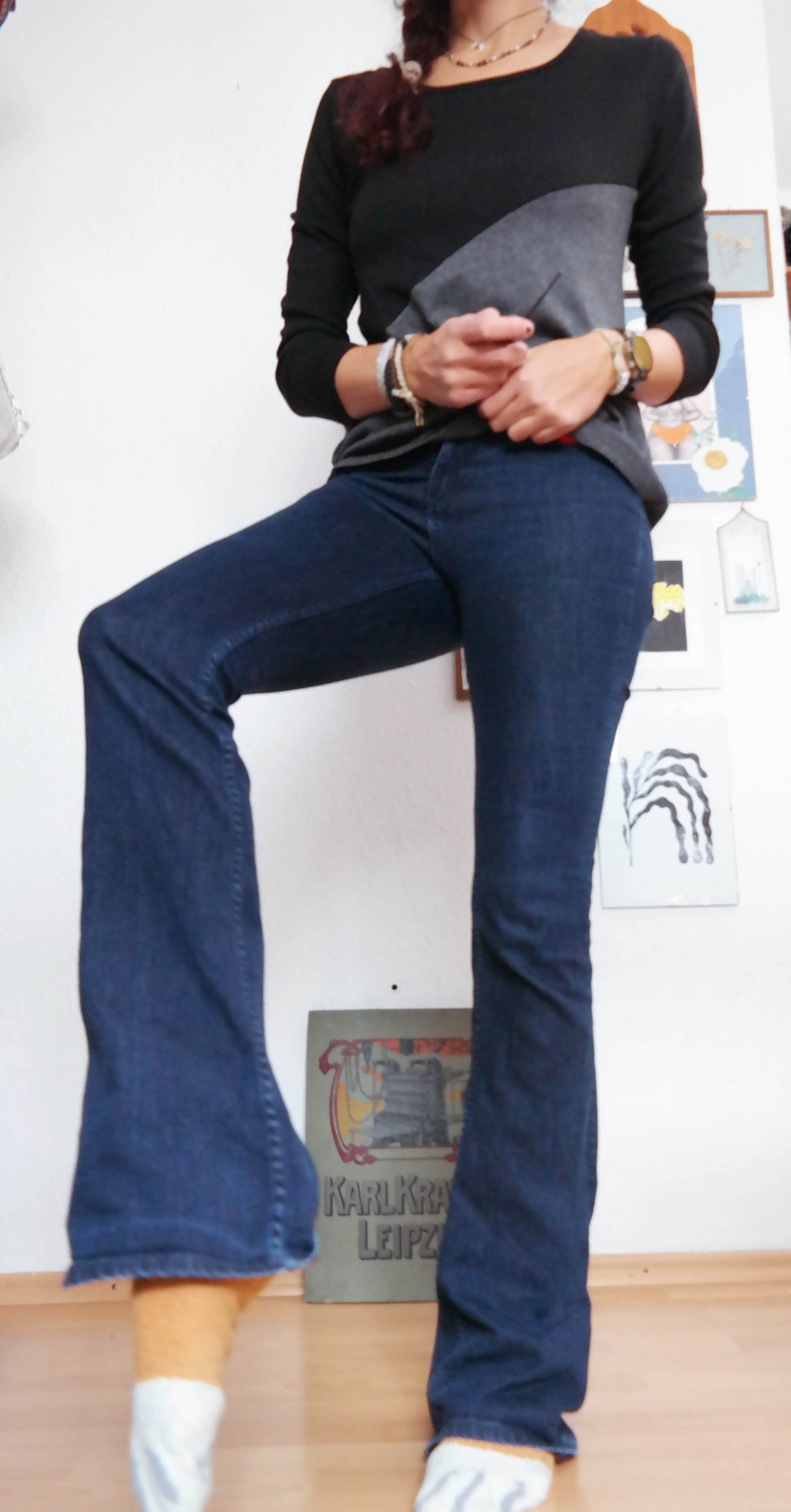 Tommy Hilfiger Schlagjeans Schlaghose flared schwarz S 36 long Jeanshose 