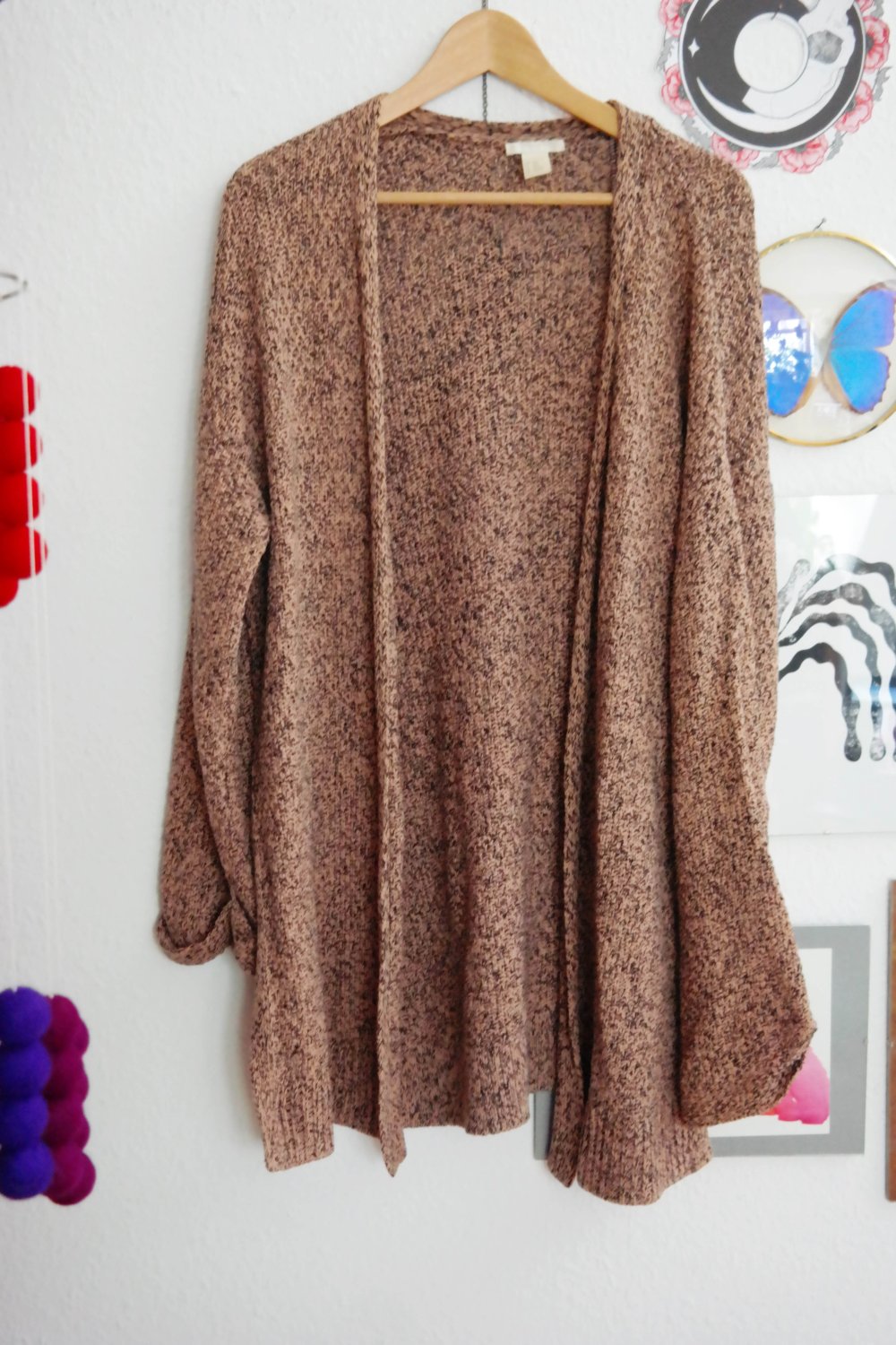 H&M Strickjacke Cardigan altrosa schwarz oversized locker lässig XS S M
