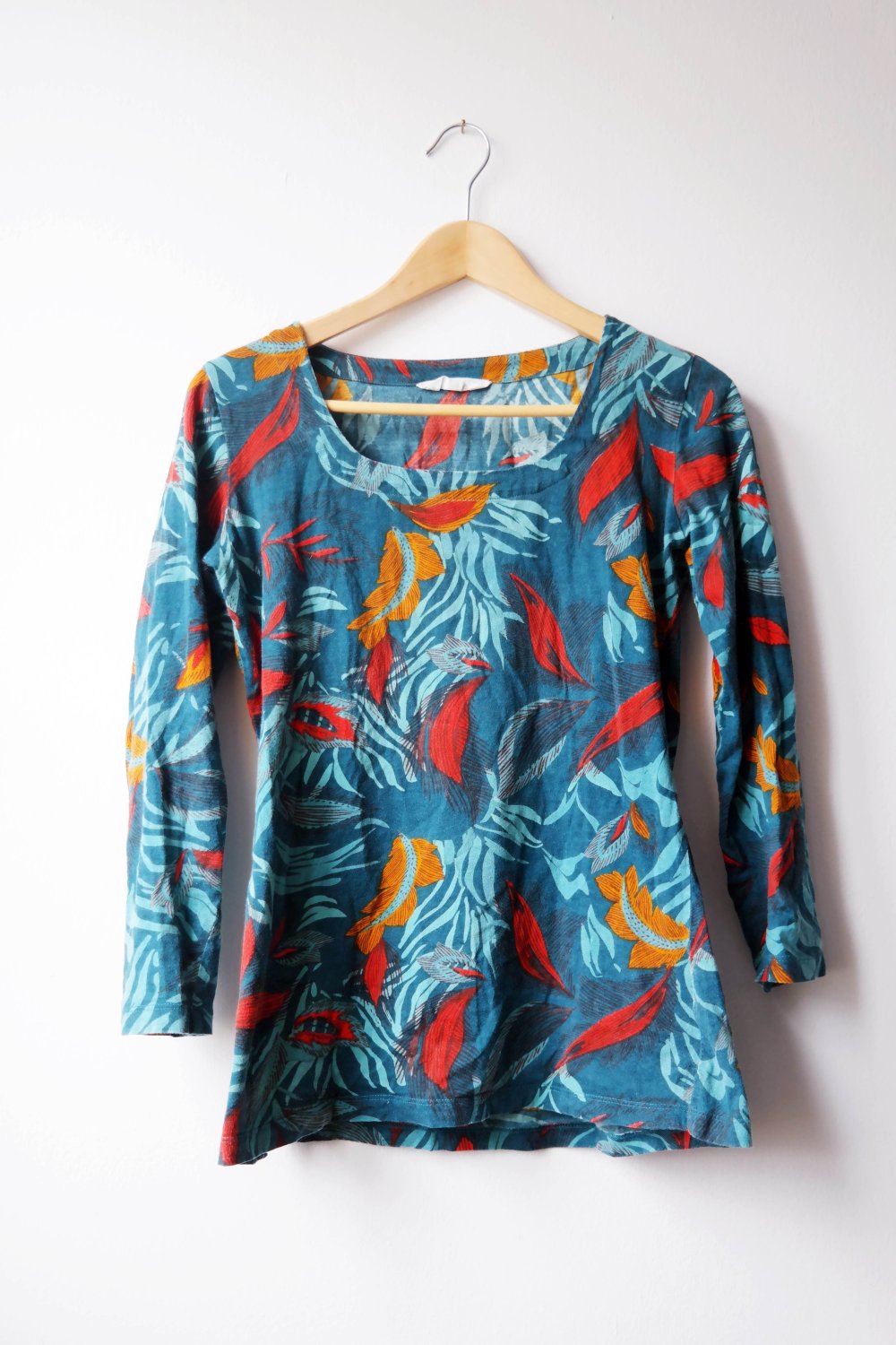 Nomads Fairtrade Organic Cotton Biobaumwolle Longsleeve Langarmshirt bunt Blätter M 38