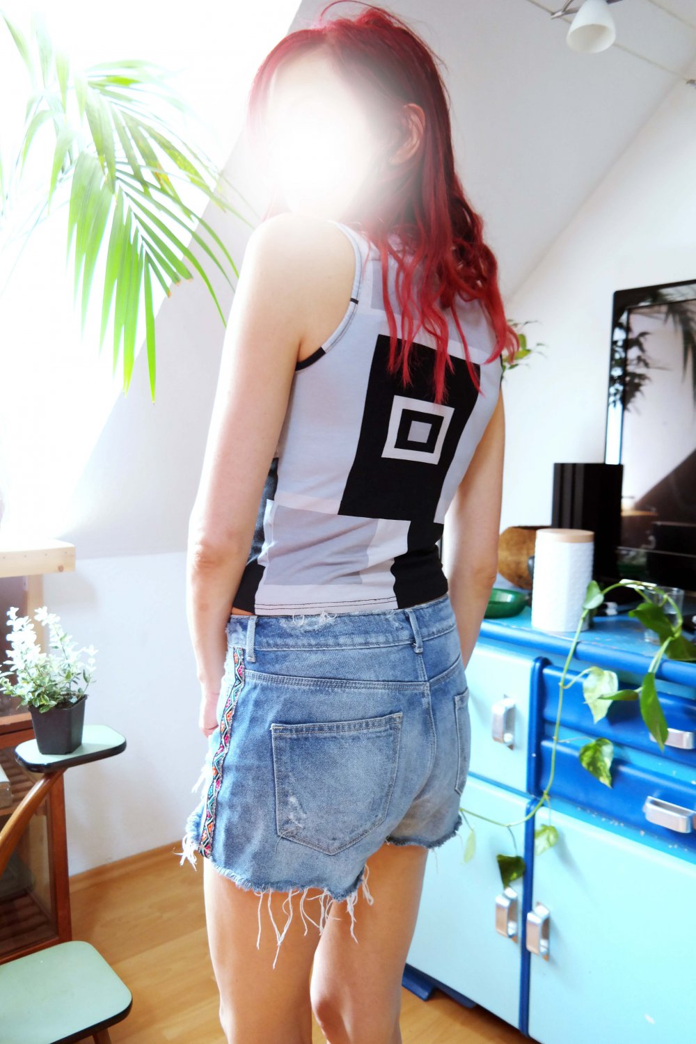 Original True Vintage Top Tanktop geometrisch 90er 90ies S 36 38 bunt