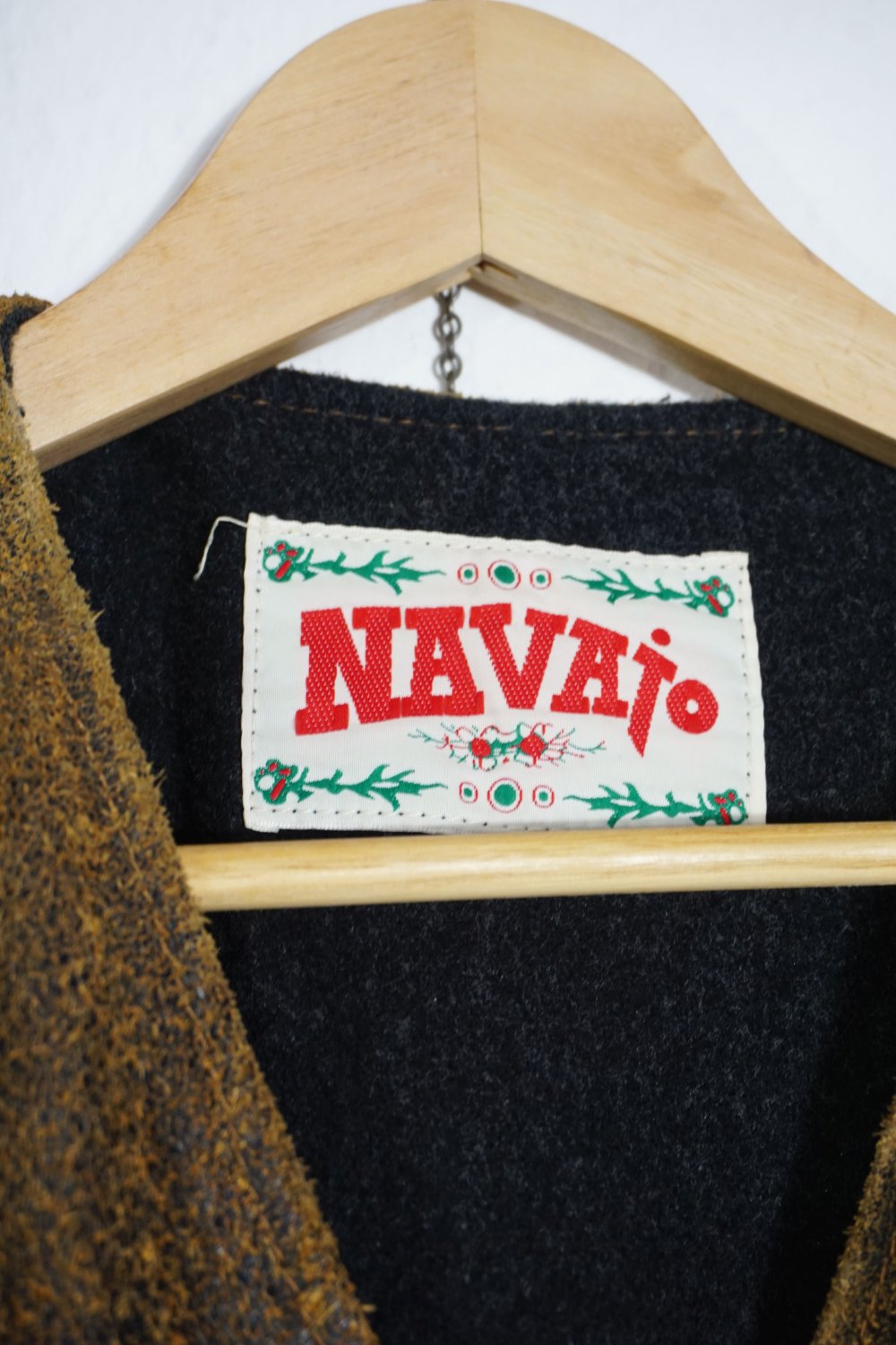 Vintage Ethno Lederjacke Navajo bunt Webstoff Aztec Sherpa L XL Wollstoff Muster