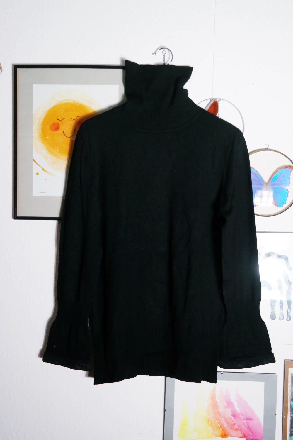 Oui set Rollkragenpullover schwarz Pullover XL 42 Rollkragen Strickpullover