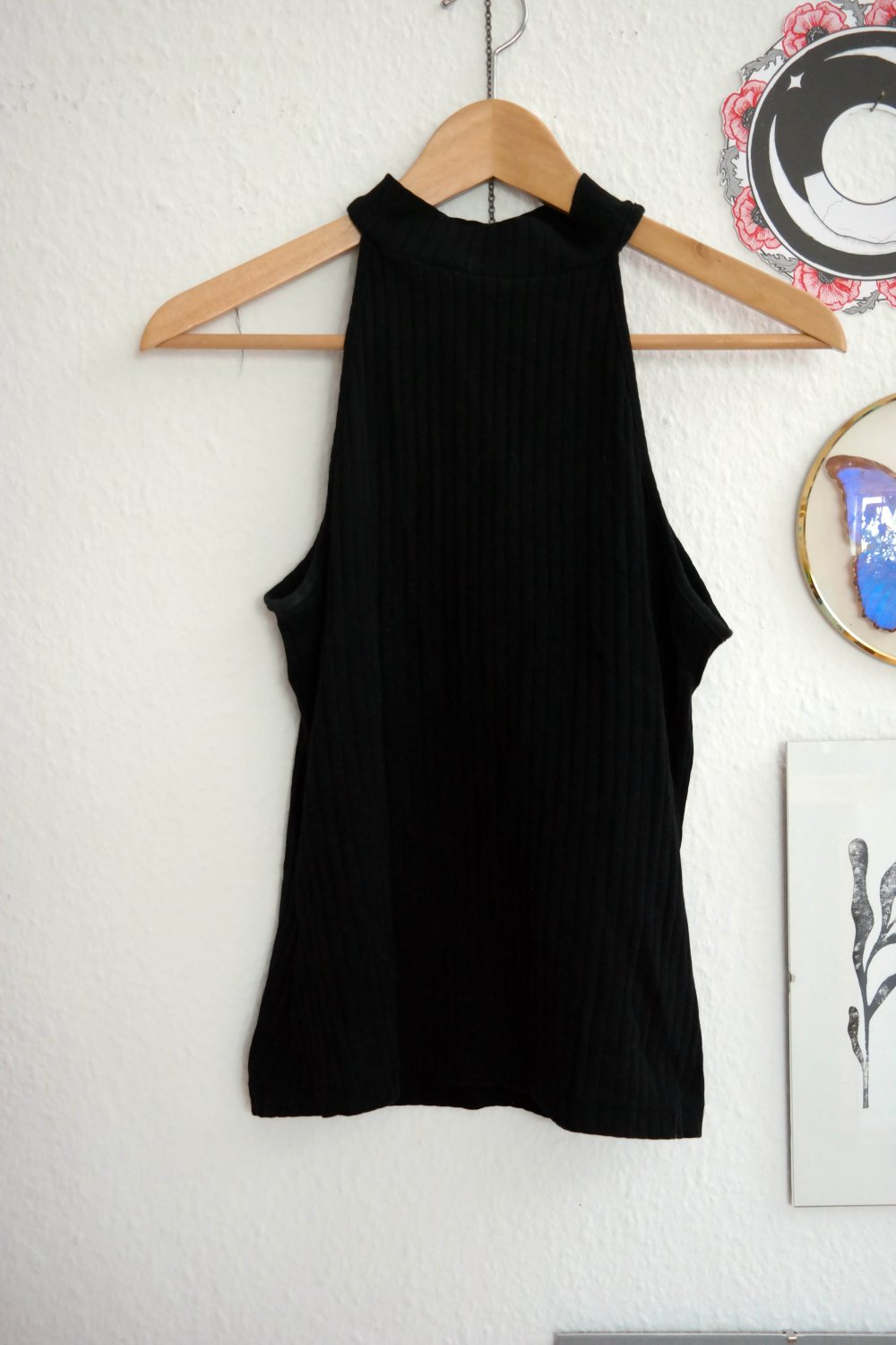 Even & Odd High Neck top Turtleneck schwarz Tanktop Top M 38 Rippstoff gerippt