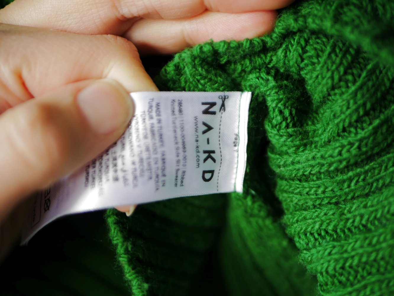 NA-KD Nakd Pullover Strickpullover dunkelgrün Rollkragenpullover lang S M 36 38