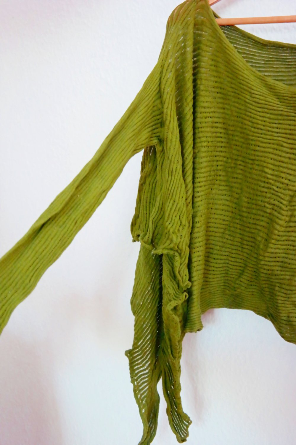 Pullover Überwurf zipfelig khaki Zipfelpullover Lagenlook Elfe Fee Wald Unisize Häkelpullover