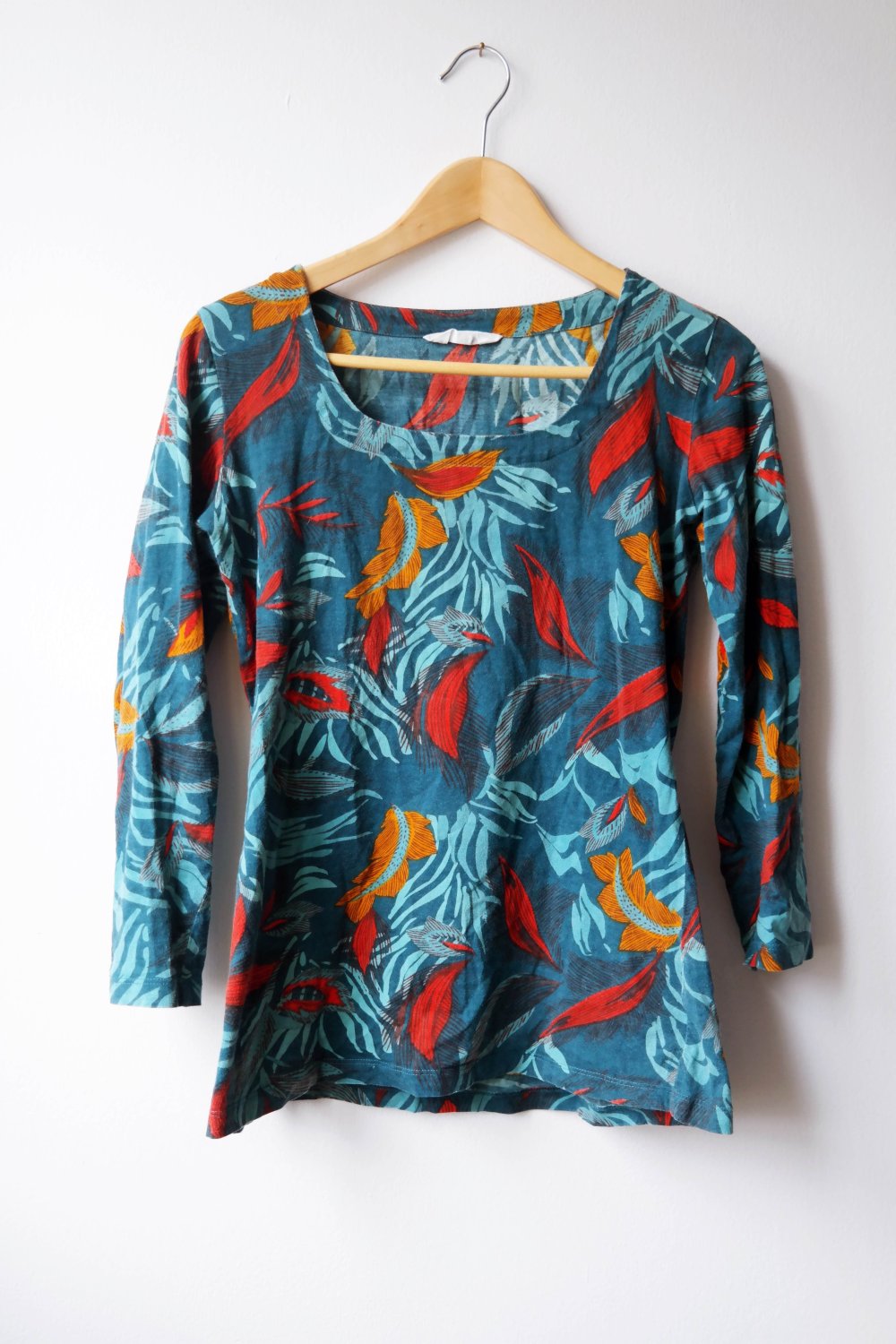 Nomads Fairtrade Organic Cotton Biobaumwolle Longsleeve Langarmshirt bunt Blätter M 38