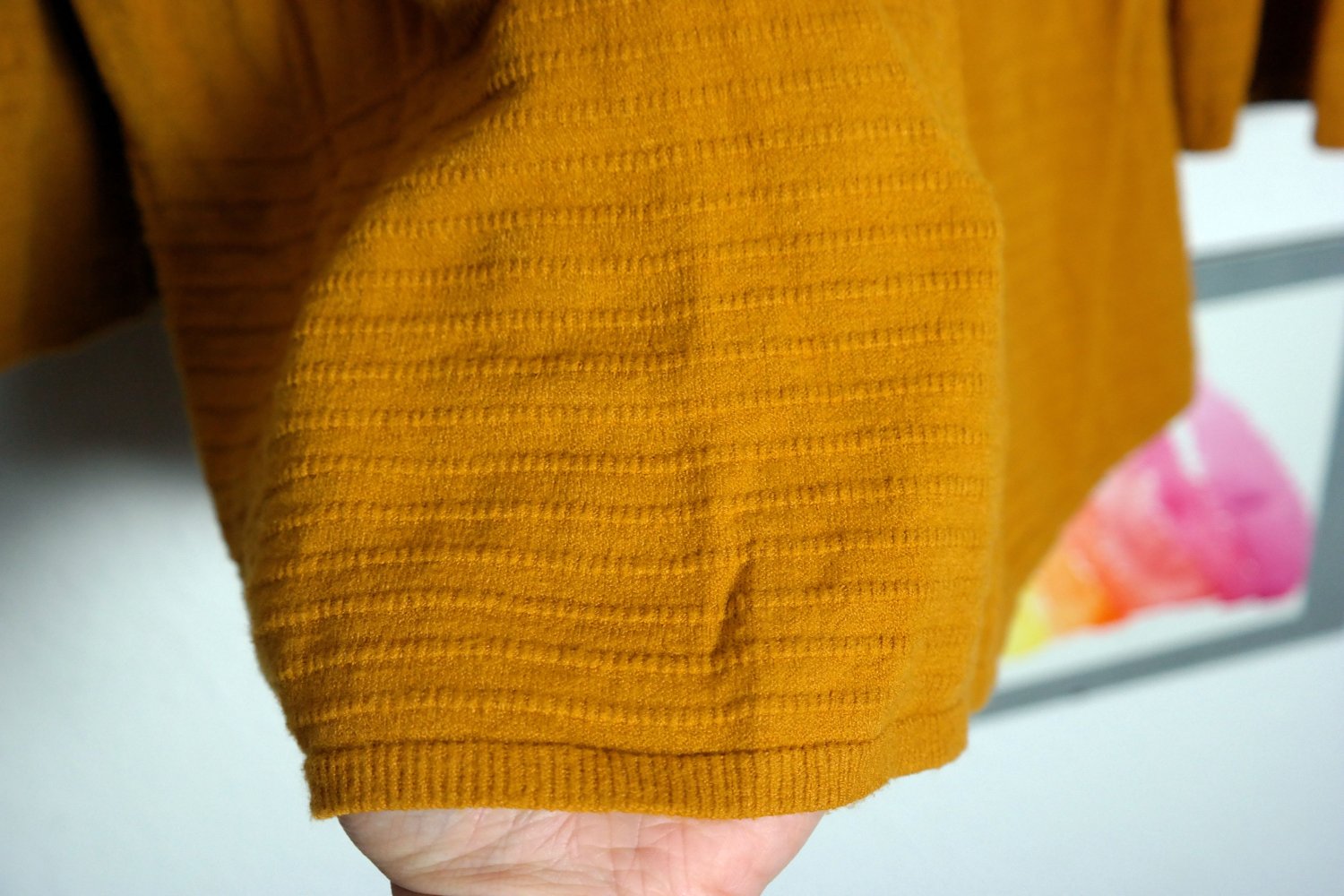 Kontatto Pullover gelb senfgelb Muster 42 XL
