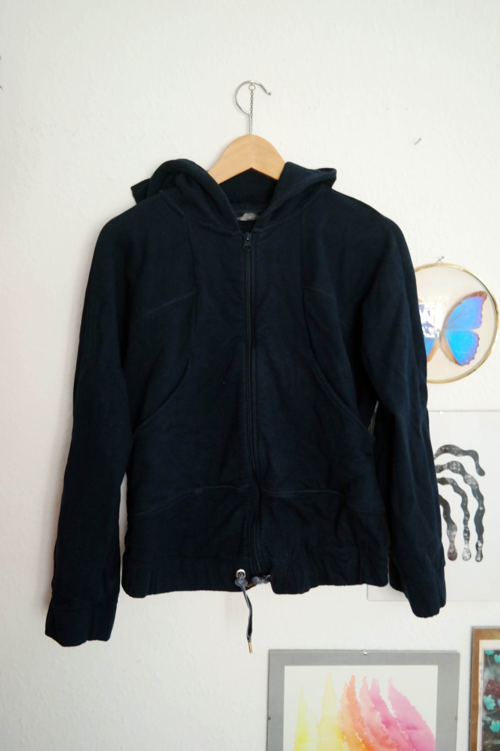 Mandala Sweatshirt Hoodie Zipper Zippjacke schwarz Om Zeichen gold S 36 