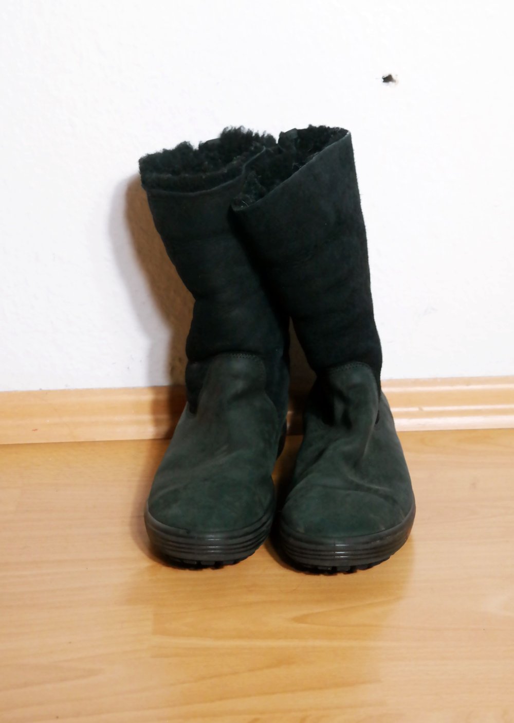 Ecco Winterstiefel Boots gefüttert schwarz Stiefel Winterschuhe Teddyfell 38