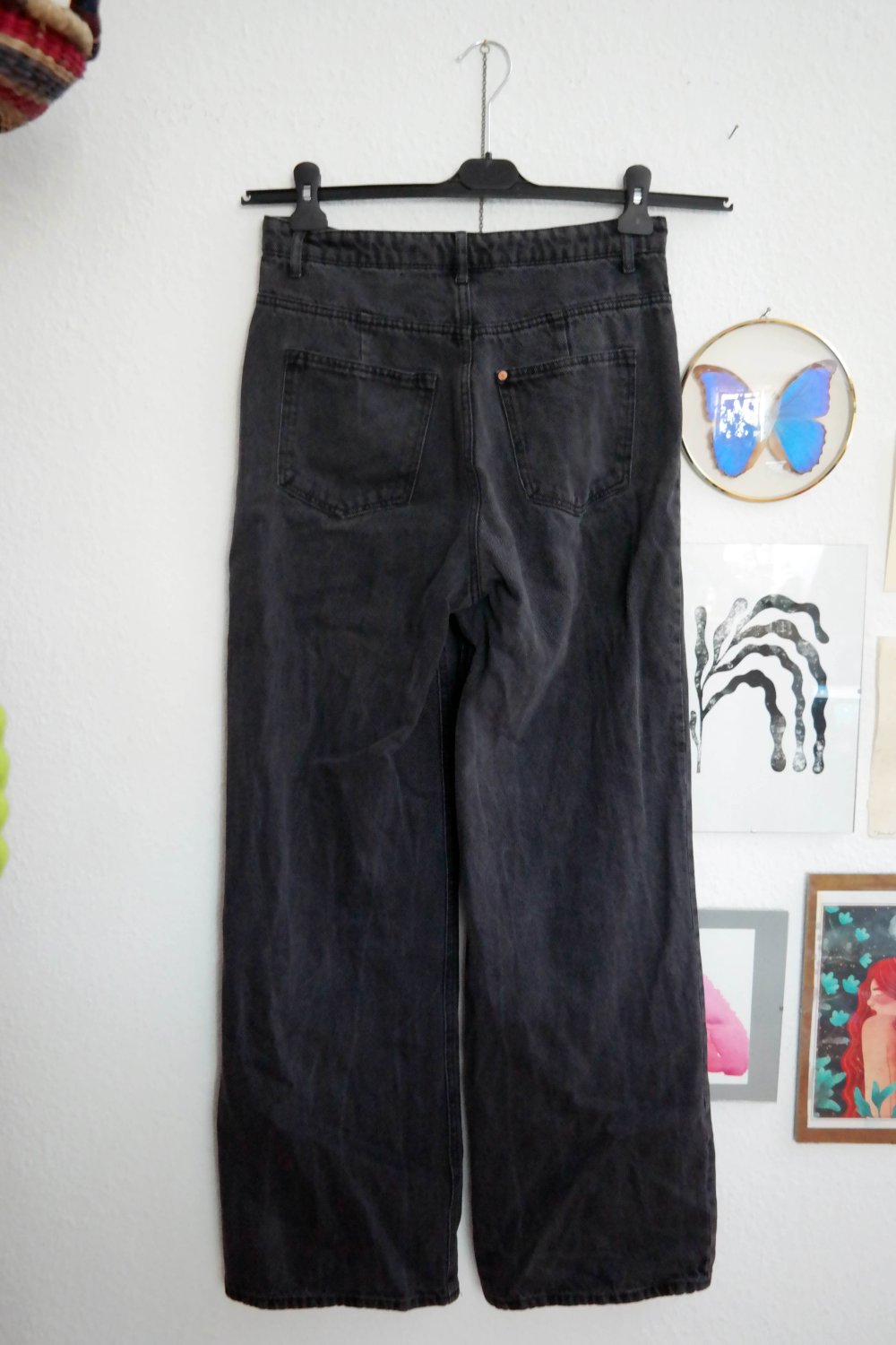 H&M WIde leg schwarz baggy boyfriend Jeans Hose Jeanshose 40 L