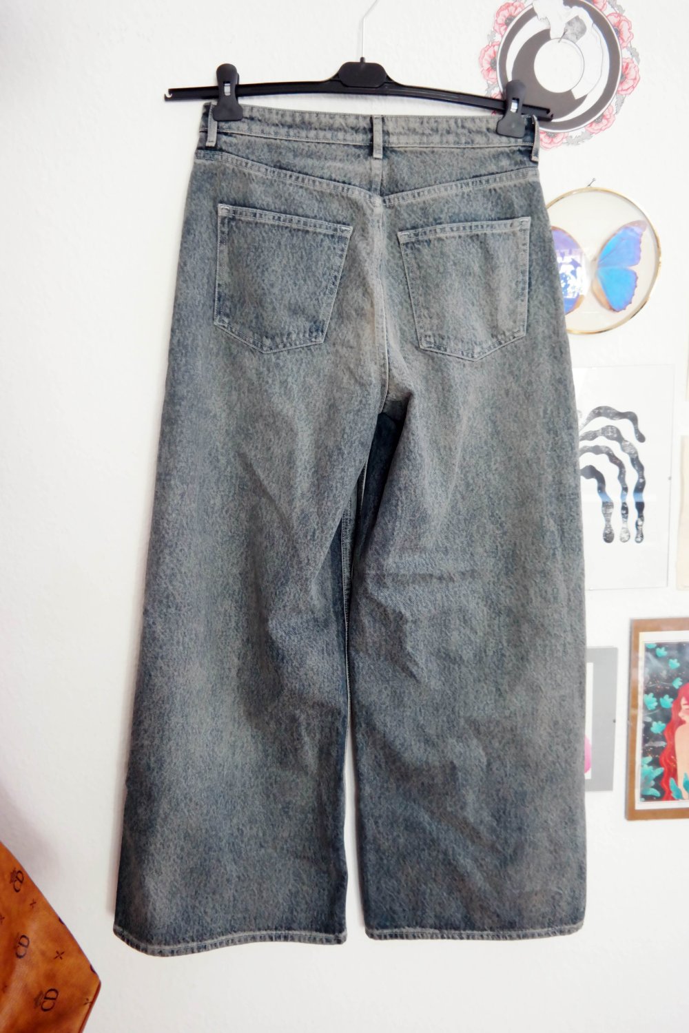 H&M mega wide Leg Baggy Jeanshose Jeans grau grunge meliert 40 L oversized