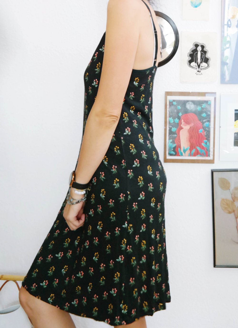 Wie neu Pip Studio Kleid schwarz Blumen Früchte Spitze L 40 Slipdress