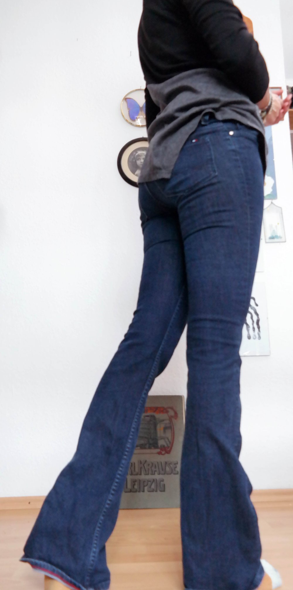 Tommy Hilfiger Schlagjeans Schlaghose flared schwarz S 36 long Jeanshose 