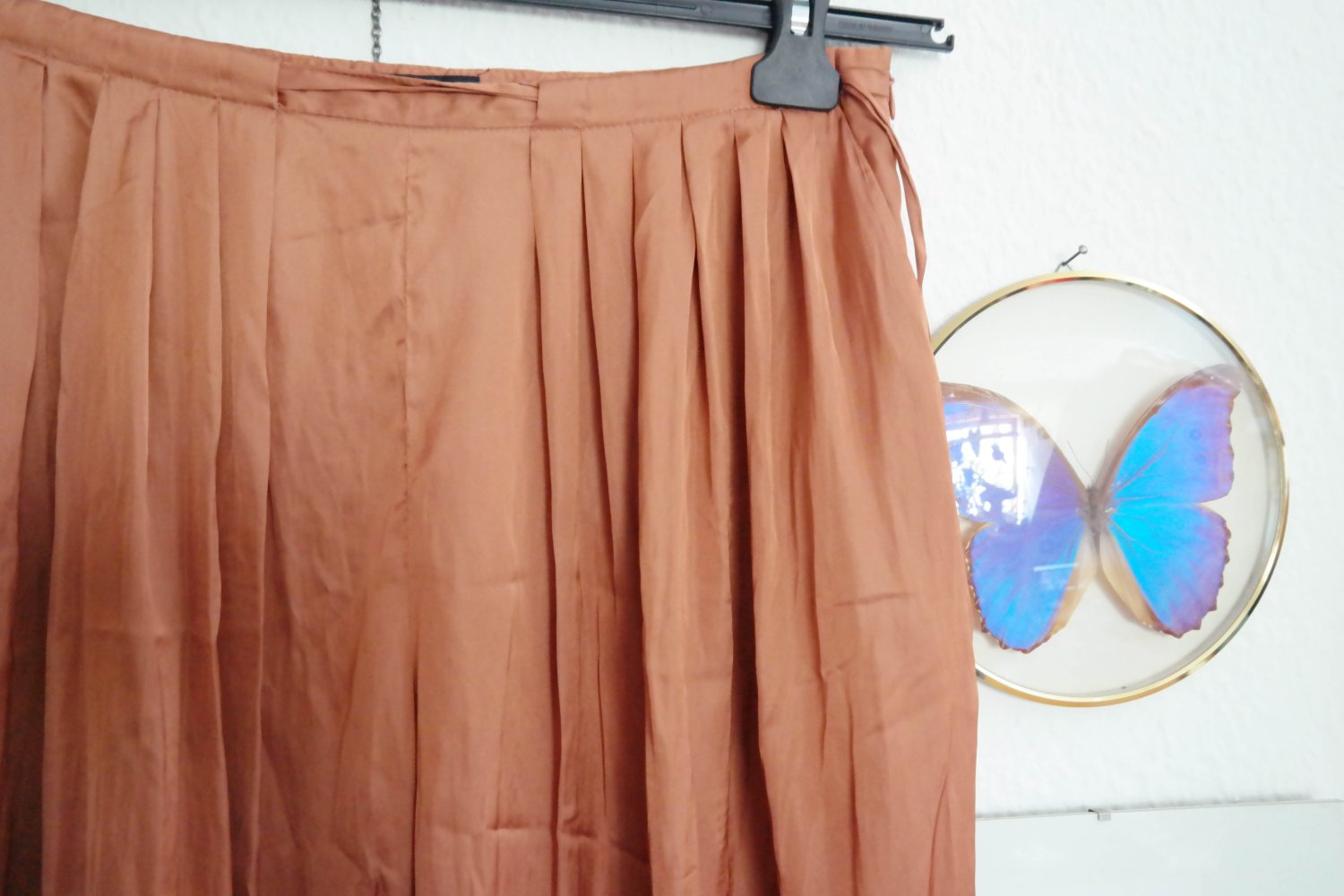 Zara Wide Leg Hose braun cognac Plissee fließend elegant Hosenrock M 38