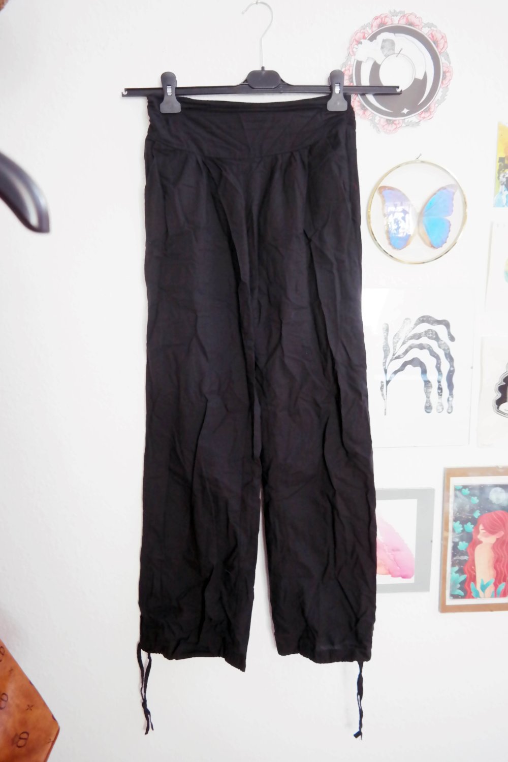 Promod Haremshose wide leg Sommerhose Baumwolle schwarz 34 36 XS S