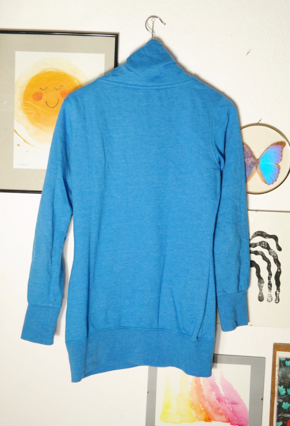 Iriedaily Pullover Kragen Knöpfe blau weiß Longpullover M 38