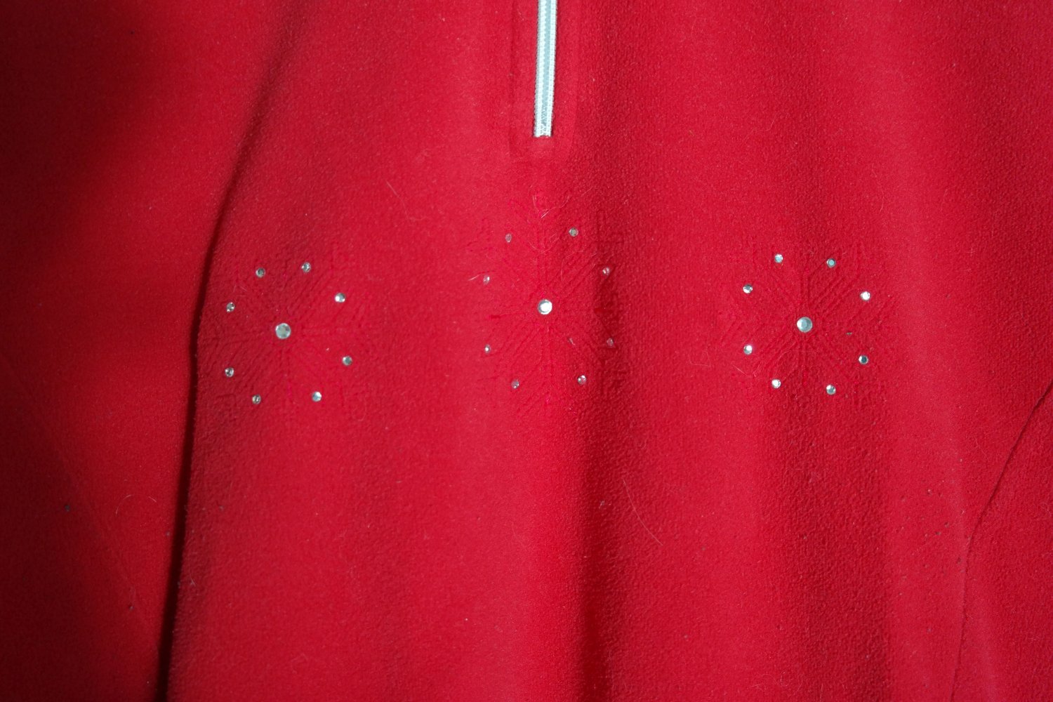 Sportalm Fleecepullover Zipper Stern rot Strass Schneeflocke S M 36 38