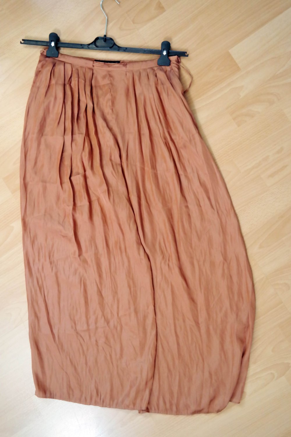 Zara Wide Leg Hose braun cognac Plissee fließend elegant Hosenrock M 38