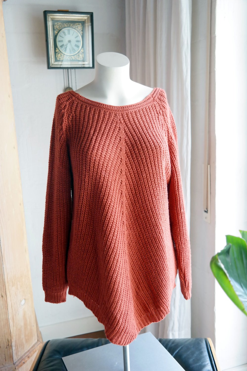 Zabaione Mohair Wolle Pullover Grobstrick rehbraun rostbraun L / XL 40 42 