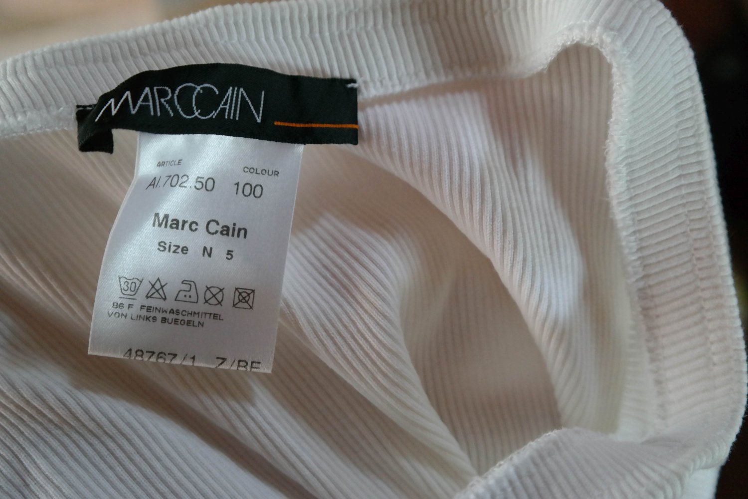 MarcCain Marc Cain Rock Stretch Rippstoff weiß schwarz Schiffe maritim Segelschiff L 40 XL 42