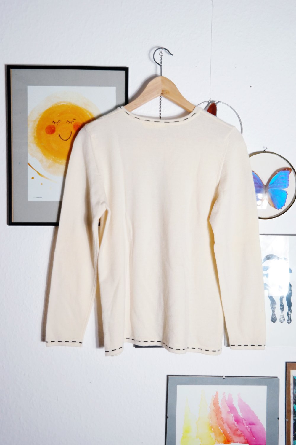 Fabiani Merinowolle Pullover Wollpullover 100% Merino weiß creme M 40 42