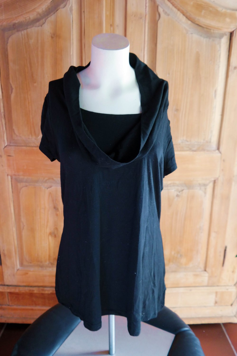Zero Wasserfalltop Tunika Wasserfallausschnitt schwarz 42 XL
