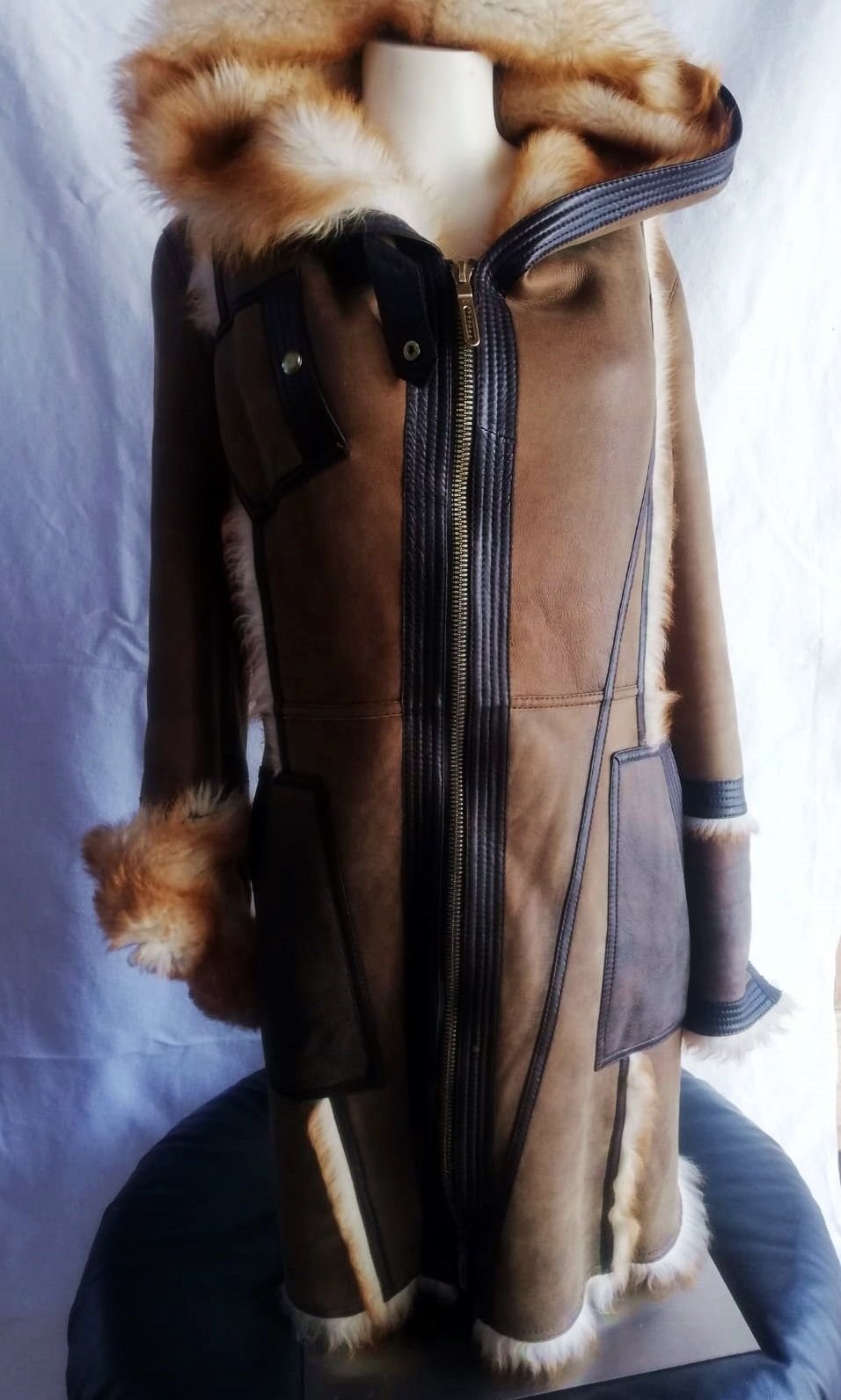 Lammfell Mantel Ledermantel Pelz Pelzmantel S 36 Lammfellmantel Luxus Wildledermantel Kapuze