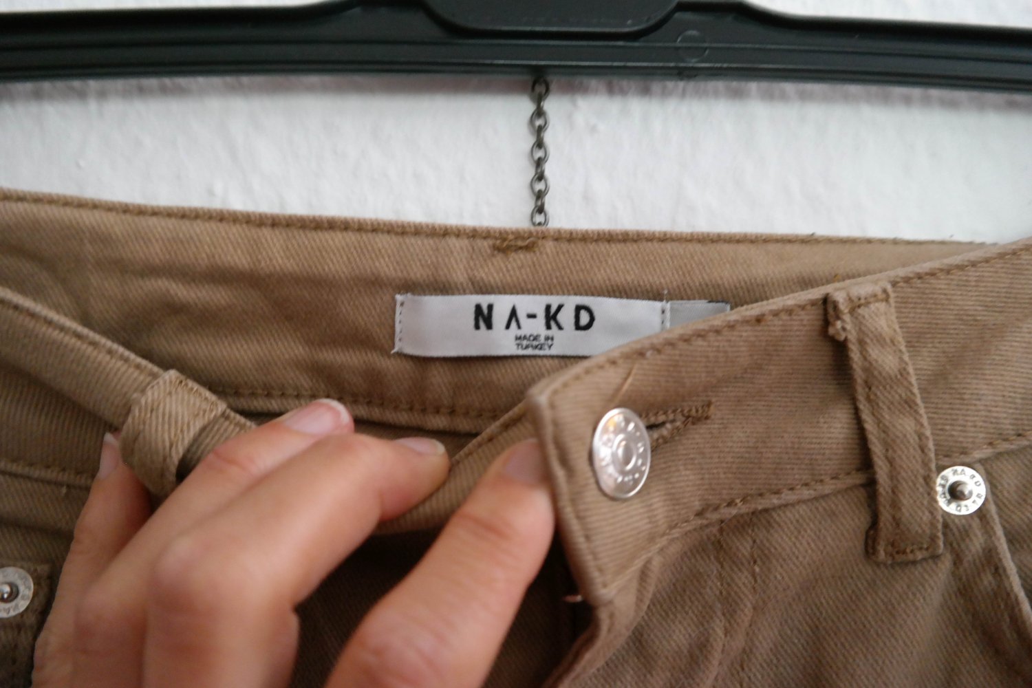 NA-KD nakd WIde Leg Hose weites Bein hellbraun beige 38 baggy pleated Long Jeans Hose Jeanshose