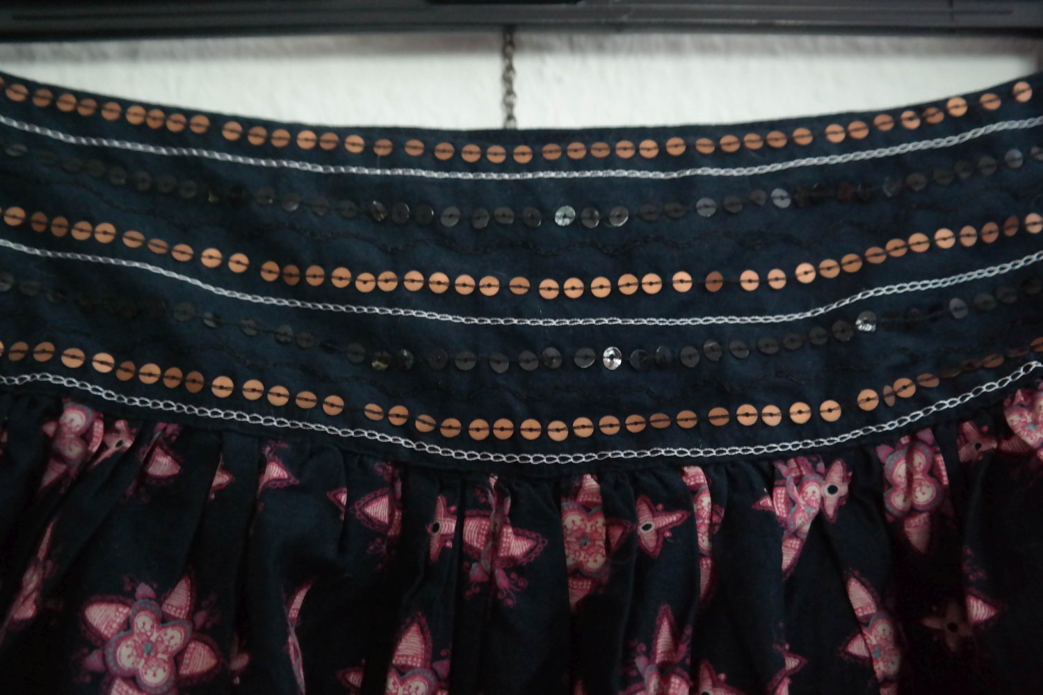 Roxy Rock Ethno Hippie Minirock Mandala schwarz bunt L 40 
