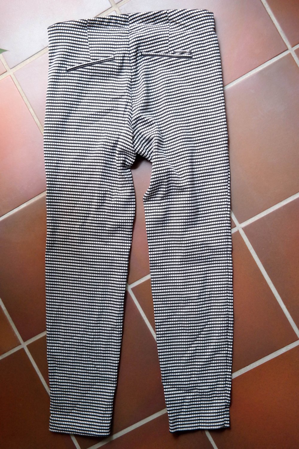 Mac Hose kariert schwarz weiß elegant L 40 Stretchbund preppy