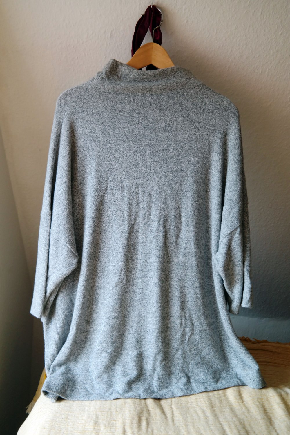 Oversized Pullover Turtleneck weich grau kurzarm XXL 44 46 Rollkragen