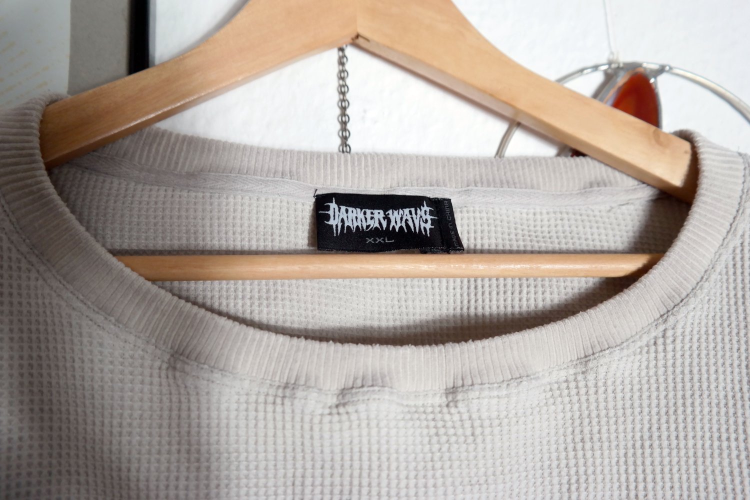 Darker Wavs Dolls Kill Pullover Waffelstruktur cropped XXL 44 oversized creme 