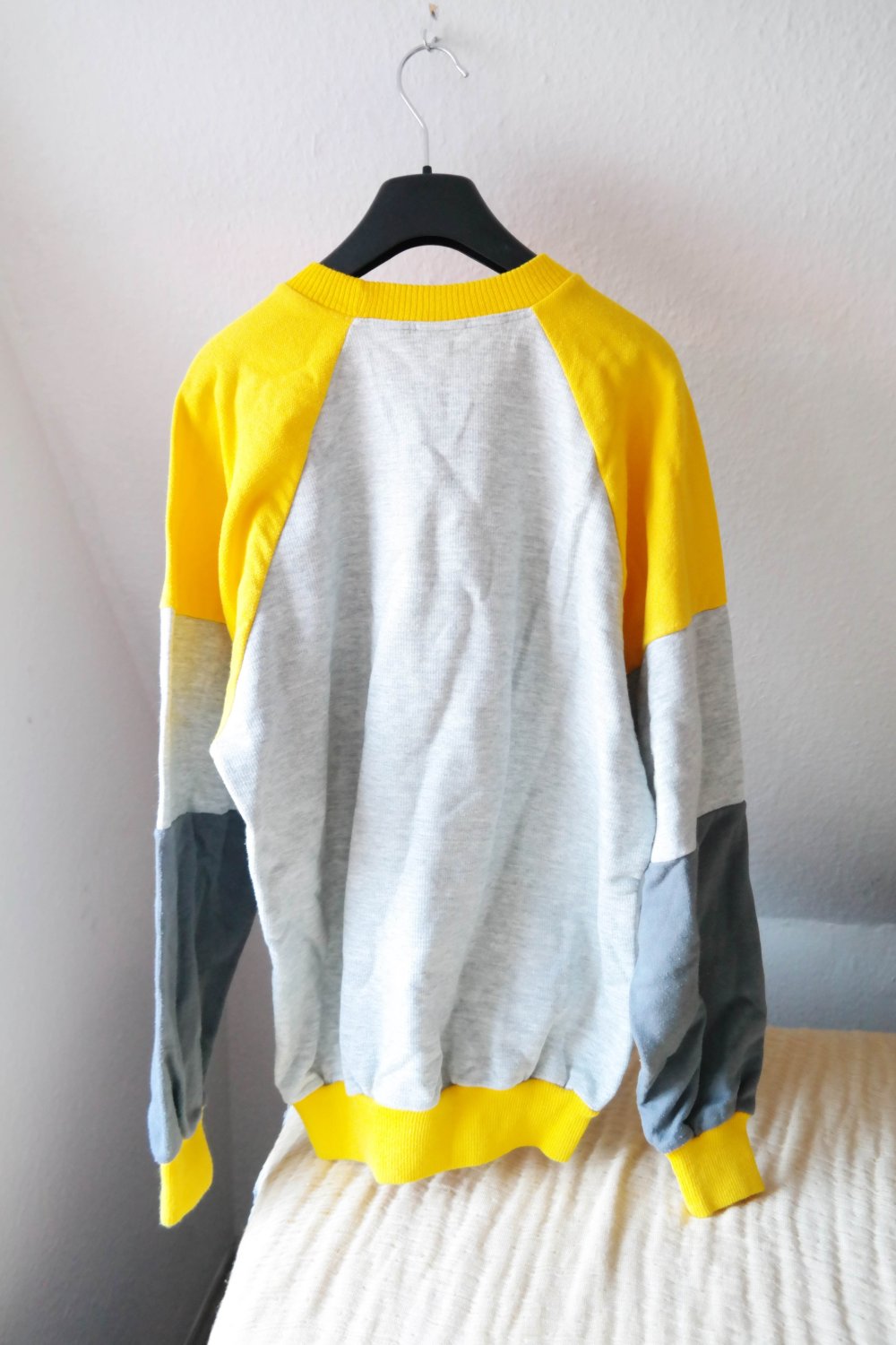 Vintage Puma Sweater Sweatshirt grau bunt 80er 80ies 90er Retro Sport Oldschool M L