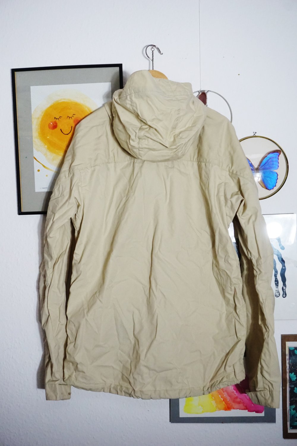 Fjällräven Jacke Parka beige L Herrenjacke Sommerjacke leicht Kapuze Outdoor