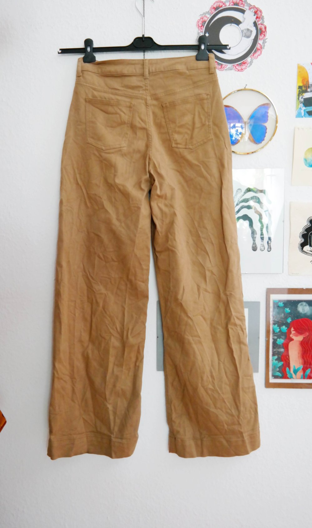 NA-KD nakd WIde Leg Hose weites Bein hellbraun beige 38 baggy pleated Long Jeans Hose Jeanshose