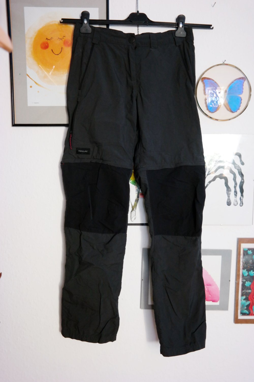 Forclaz Wanderhose Trekkinghose Zipp-Off Zipphose schwarz grau M 38