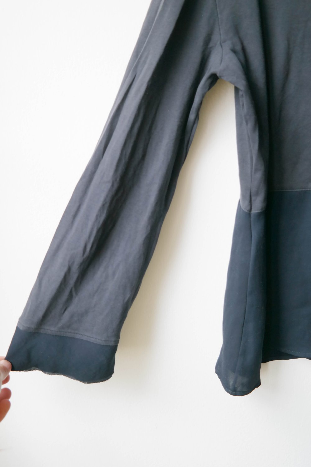 Marccain Marc Cain Longsleeve schwarz elegant edel Trompetenärmel Netz N3 M 38