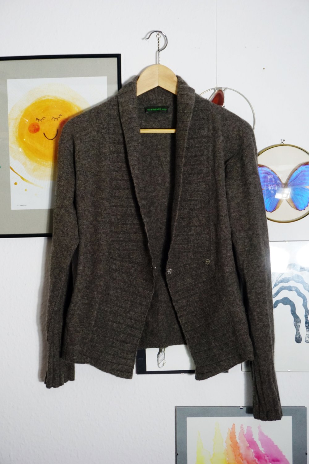 For Friends Only Strickjacke 100% Kaschmir Cardigan braun Wolljacke Wollcardigan XS 34 S 36