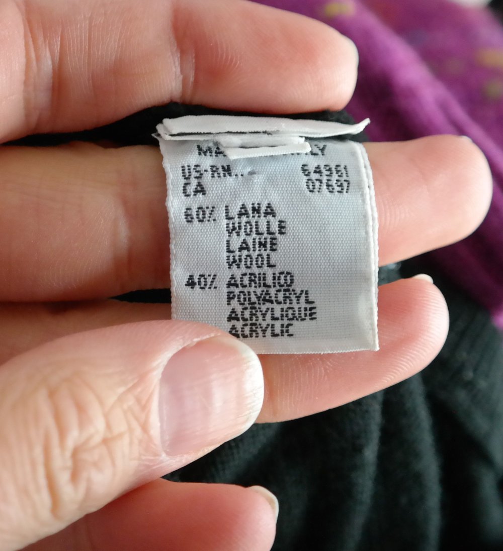 Benetton Wollpullover Wolle schwarz cropped Muster breites Bündchen boxy kastig Strickpullover S 36 M 38